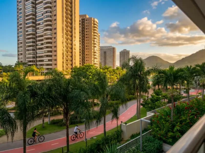 Condomínio Astra Ilha Pura: Apartamentos, Plantas, Lazer e Diferenciais 8 vista varanda parque ilha pura entardecer